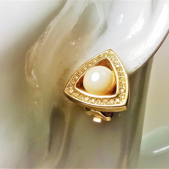 Vintage Dior Faux Pearl Pave Necklace and Earring - Picture 3 of 10